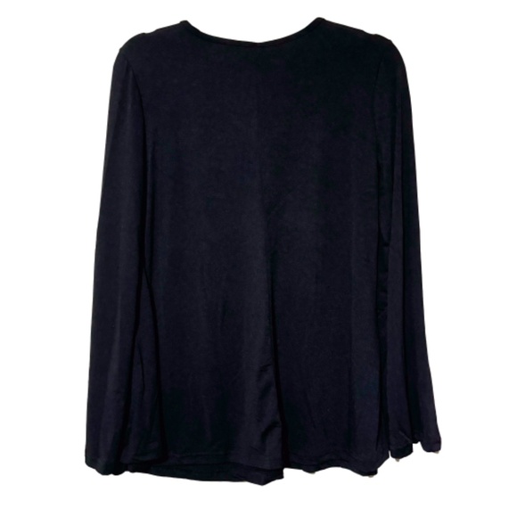 NEW WITH TAGS Xinyiyifang Black V-Neck Solid Long Sleeve Shirt Flow Top Sz XL - Picture 2 of 4